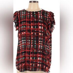 Philosophy new with tags top- fun “hand paint feel ” plaid pattern